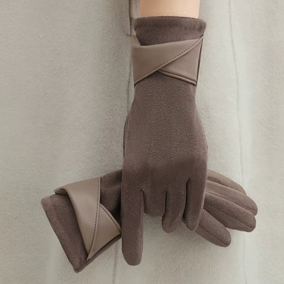 Warme Handschoenen Dames Winter – Touchscreen Handschoenen met Fluweel en Strik | Winterhandschoenen voor Auto en Fietsgebruik