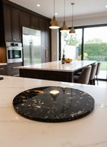 Marmeren Draaiplateau Prestige Noir – 360° Draaibaar Serveerplateau – Luxe Marmer Ø40cm – KitchQouture®