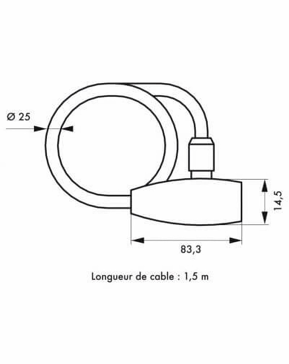 Motorslot, met sleutel, STUNT, 25 mm, 150 cm, THIRARD