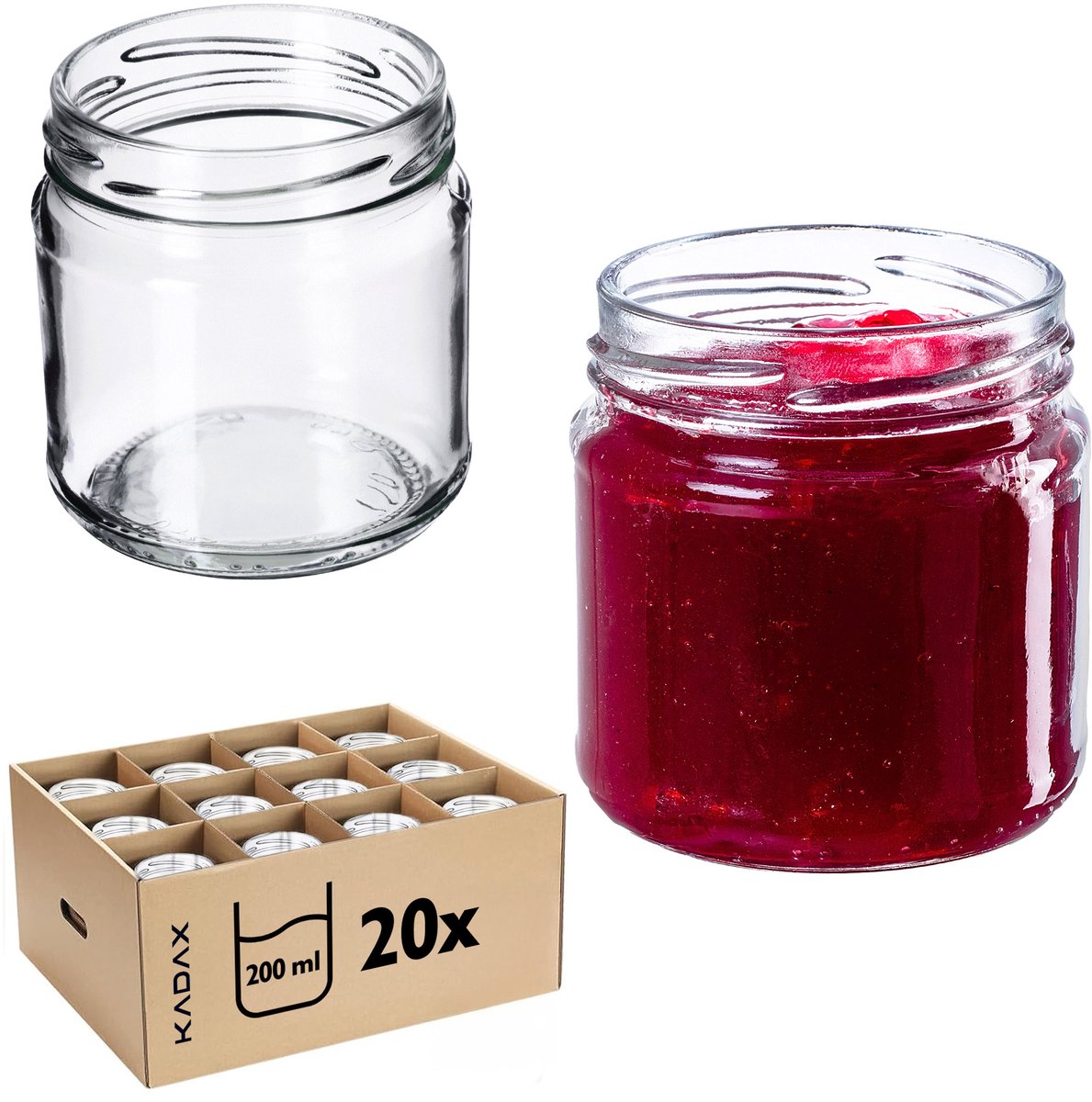 KADAX Pot 200 ml Mason Jars Honingjam Jam Glas 20 stuks Fi 66