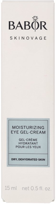 Babor Skinovage Moisturizing Eye Gel-Cream doosje met blauwe tekst.