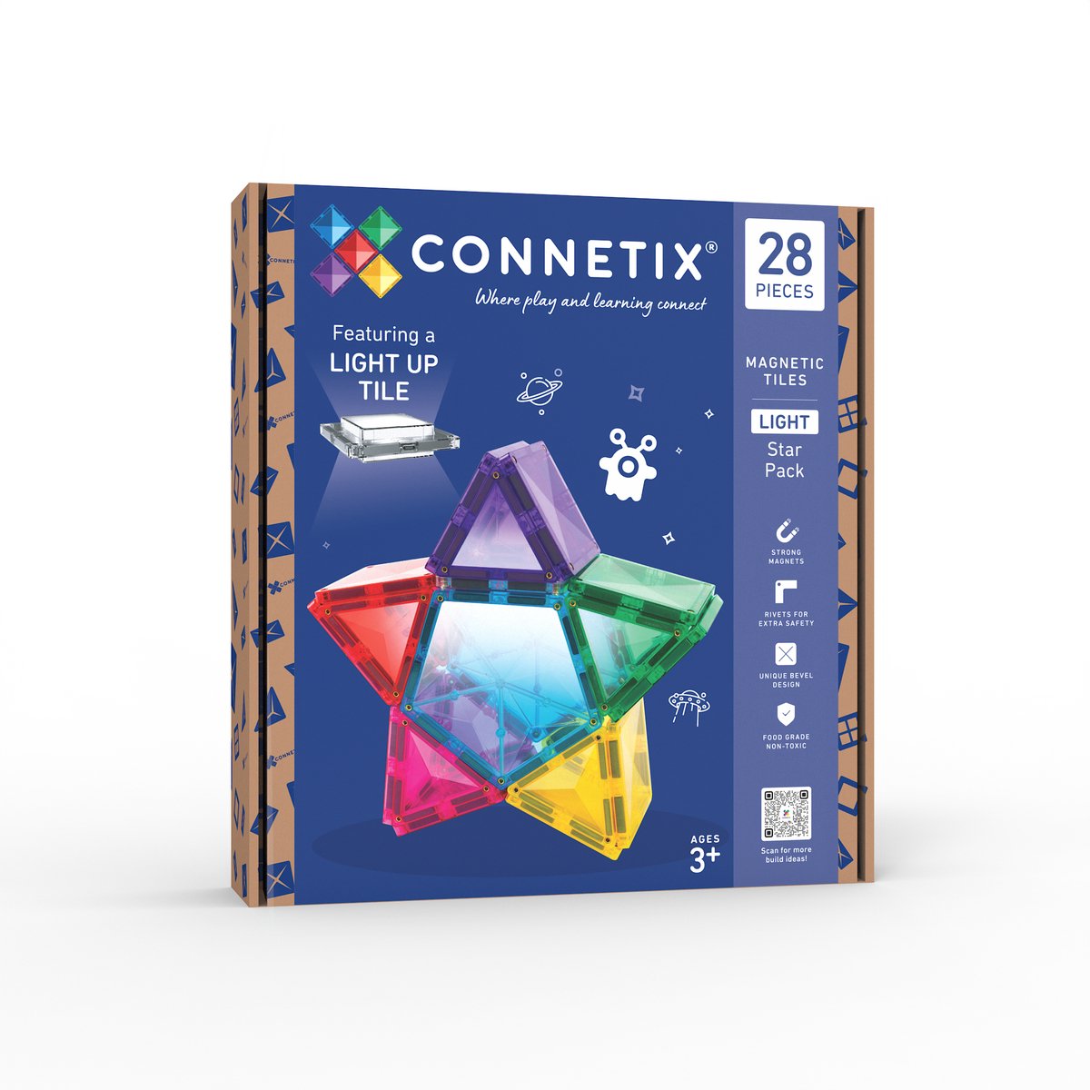 CONNETIX - Magnetisch Tegels - Licht Ster Pak - 28 Stuks - Magnetisch Speelgoed