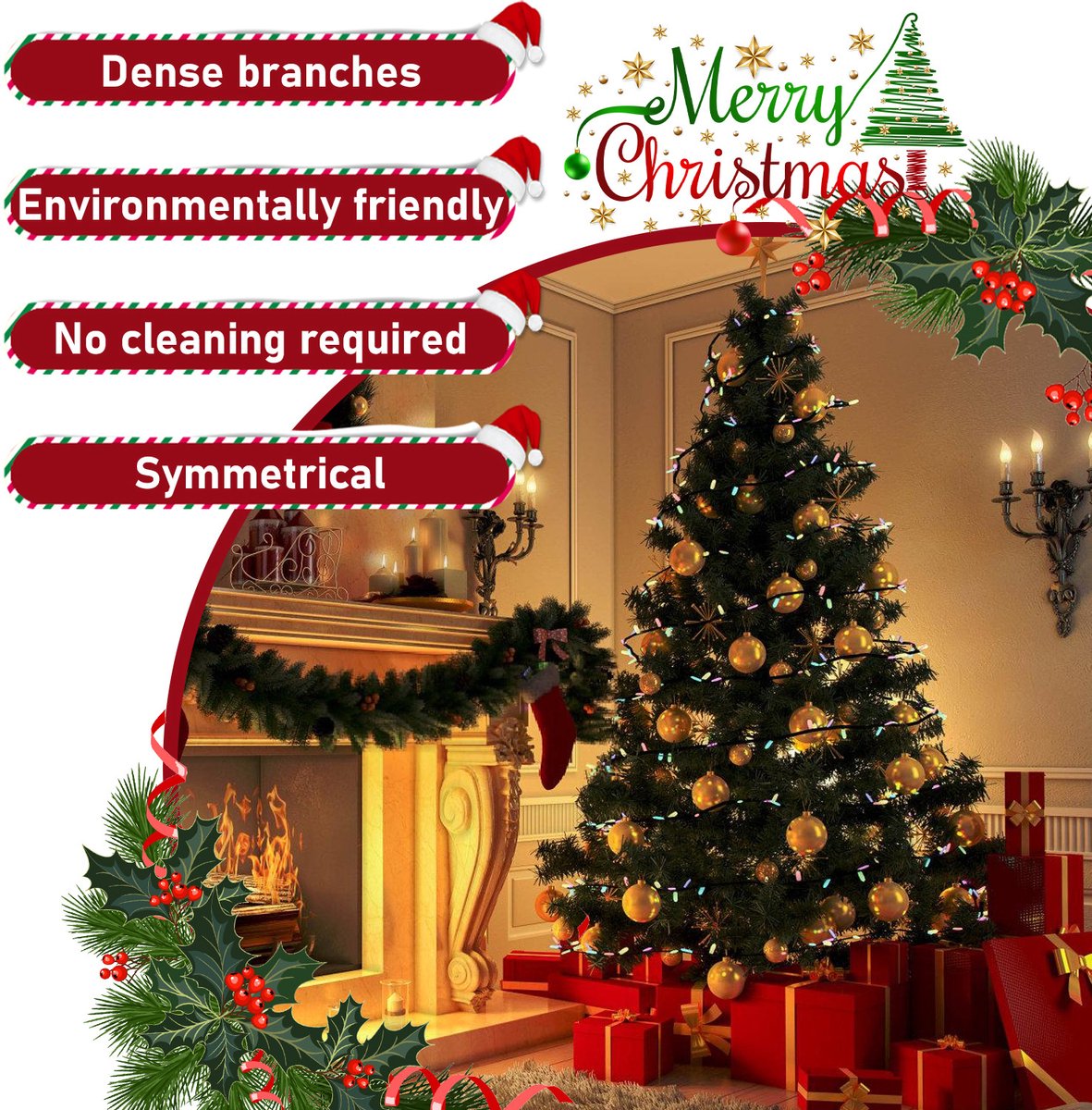 210cm kunstkerstboom, met standaard, kunstboom, kerstboom, pvc-naalden, ideaal voor thuis, kantoor, winkels en hotels, groen – foto 5
