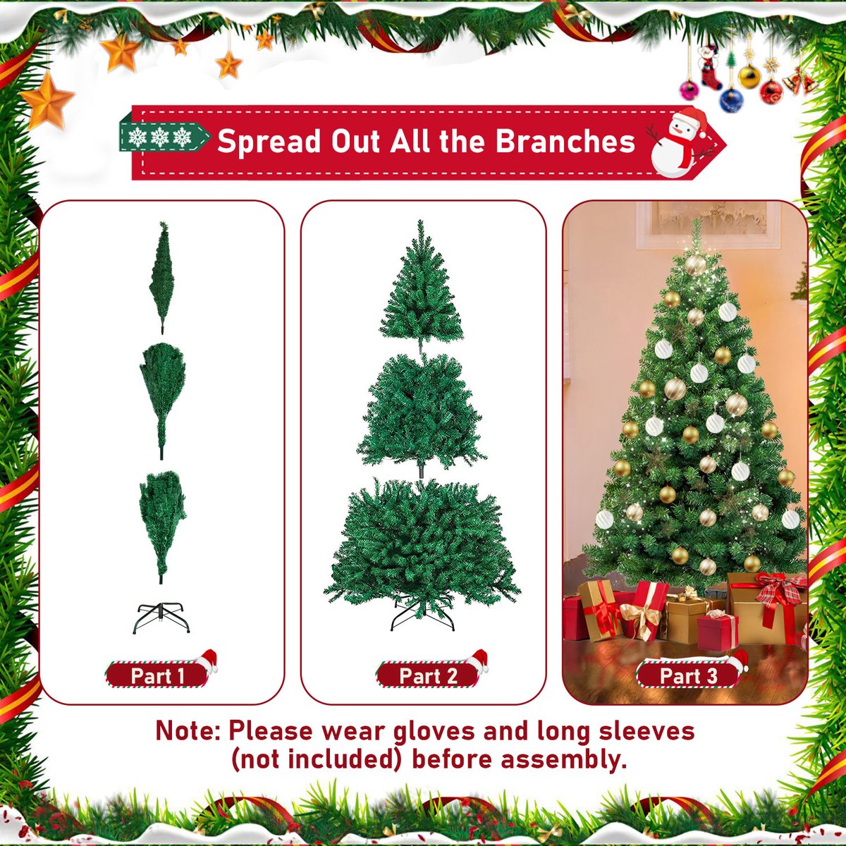210cm kunstkerstboom, met standaard, kunstboom, kerstboom, pvc-naalden, ideaal voor thuis, kantoor, winkels en hotels, groen – foto 3