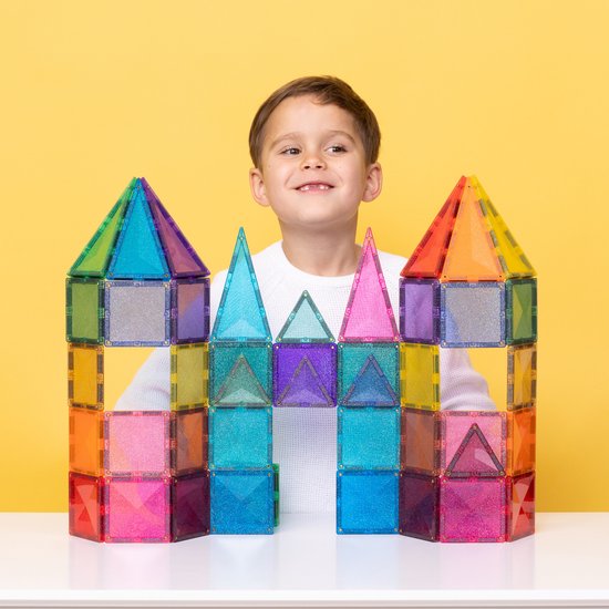 CONNETIX - Magnetisch Tegels - Glitter Kasteel Set - 48 Stuks - Magnetisch Speelgoed