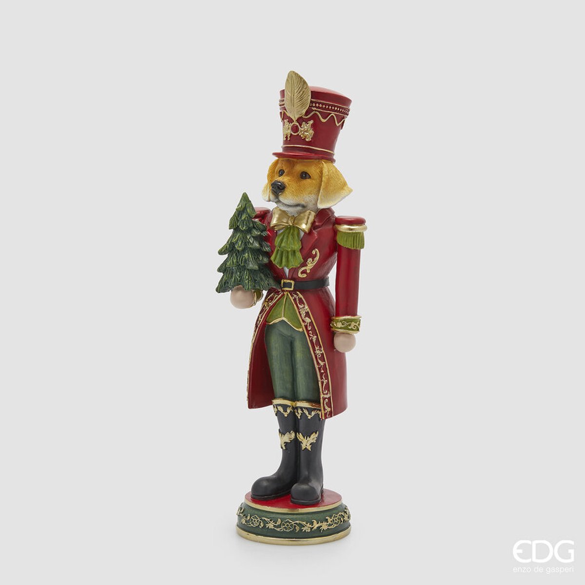 EDG - Enzo De Gasperi - Beeld Hond Met Kerstboom Kerst - Meerkleurig - H37 x L11,5 x D11,5 cm