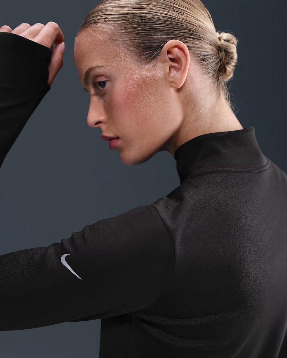 One women’ therma-fit 1/2-zip Training t-shirt lange mouw dames Zwart