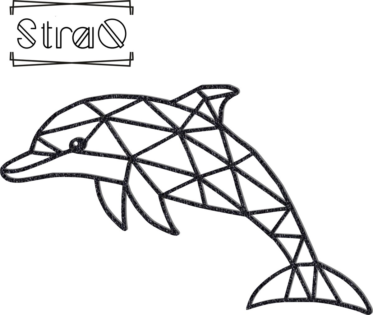 StraQ Zwarte Geometrische Dolfijn 24 cm - Muurdecoratie - Wandversiering - Wanddecoratie - Links