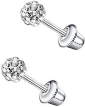 Aramat Jewels | Oorbellen | Stalen kinderoorbellen - 3,5mm kristal oorknopjes - schroefsluiting | | | |3mm | Staal | Kinderen, Volwassenen | Verkleurd niet