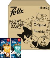 Felix Party Mix - Kattensnacks - Kattensnoepjes - Original & Seaside - 16 x 60 g