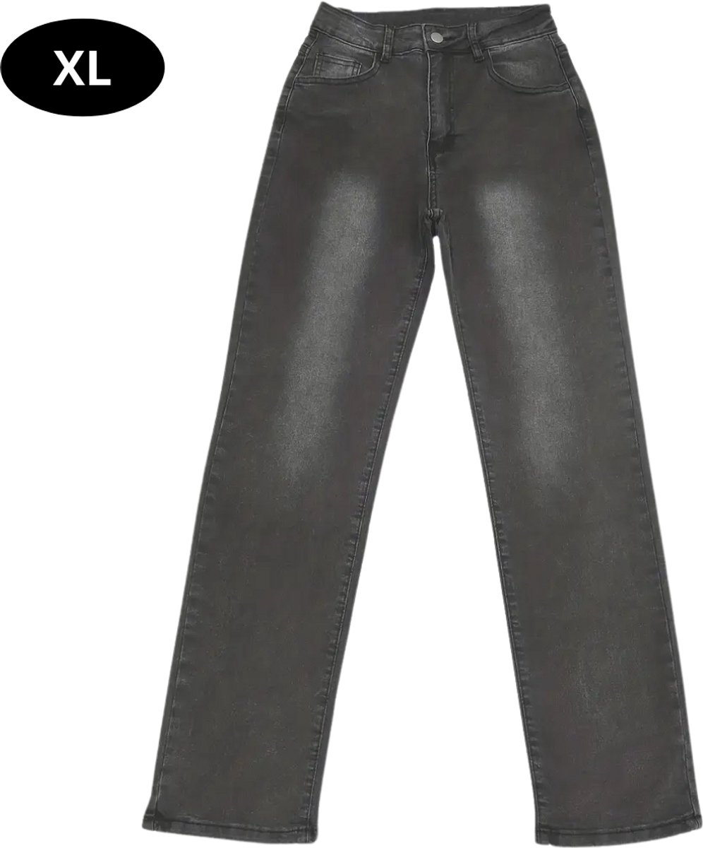 Nivard Lange Broek Dames Spijkerbroek Broeken Spijker Pants Jeans Trouser Stretch High Waisted Straight Leg – Donkergrijs
