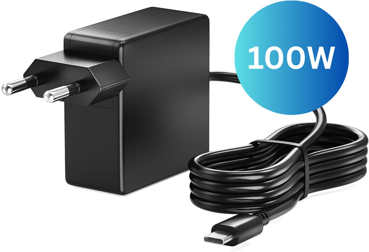 ViaDennis USB C kabel met adapter 100W - Universeel voor alle laptops - USB-C oplader - Zwart