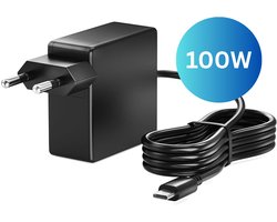 ViaDennis USB C kabel met adapter 100W - Universeel voor alle laptops - USB-C oplader - Zwart