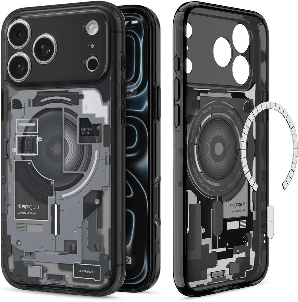 Spigen Geschikt voor Apple iPhone 17 Pro Max - Zero One Edition - Dura Clear Tech - Geschikt voor Mag - Back Cover Hoesje - Zero One Black