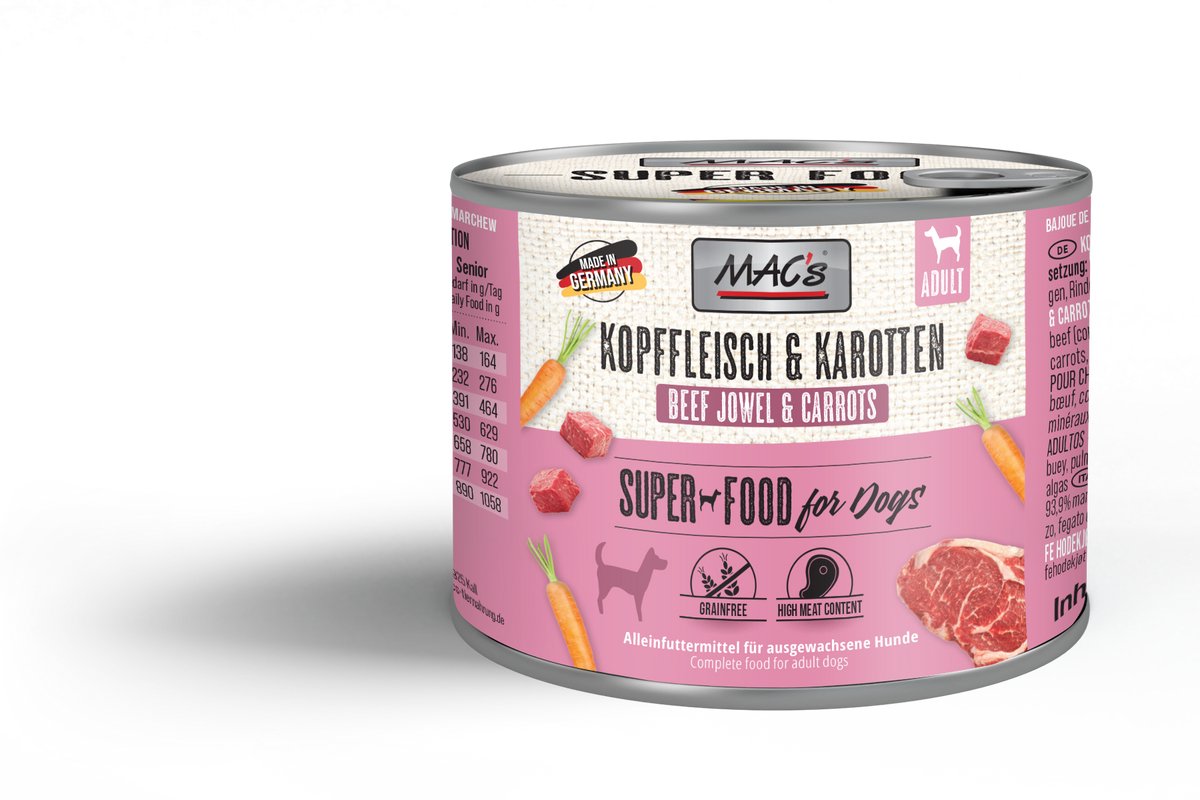 MACs MAC's Hondenvoer Natvoer Blik - 70% Kopvlees & Wortel - 6 x 200g