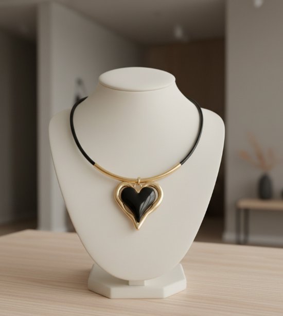 Irikdescia® hart choker ketting Y2K sieraden met elegante gevlochten strik verstelbare zwart fluwelen ketting groot hart hanger ketting voor meisjes vrouwen (zilver