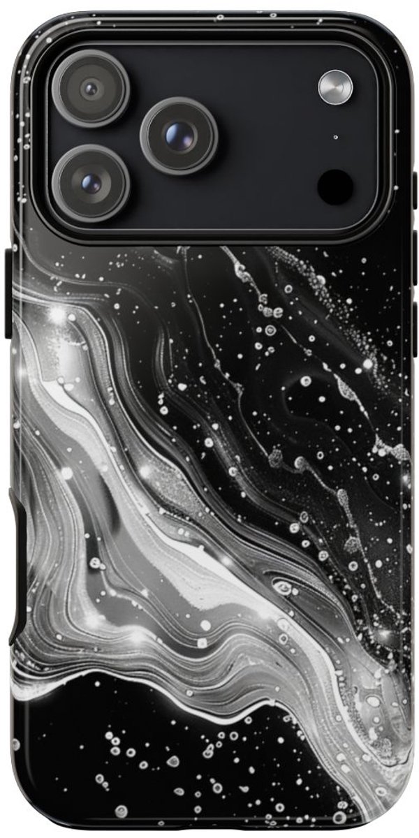 Zwart-Wit Abstracte Galaxie – Telefoonhoesje Geschikt voor iPhone 17 Pro Max