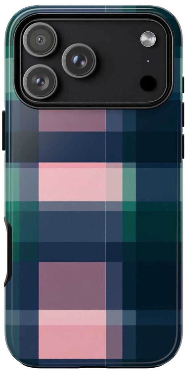 Smaragdgroen en Roze Geruit Patroon – Telefoonhoesje Geschikt voor iPhone 17 Pro Max
