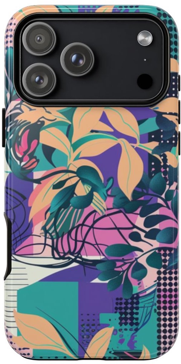 Kleurrijk Abstract Bloemenpatroon – Telefoonhoesje Geschikt voor iPhone 17 Pro Max