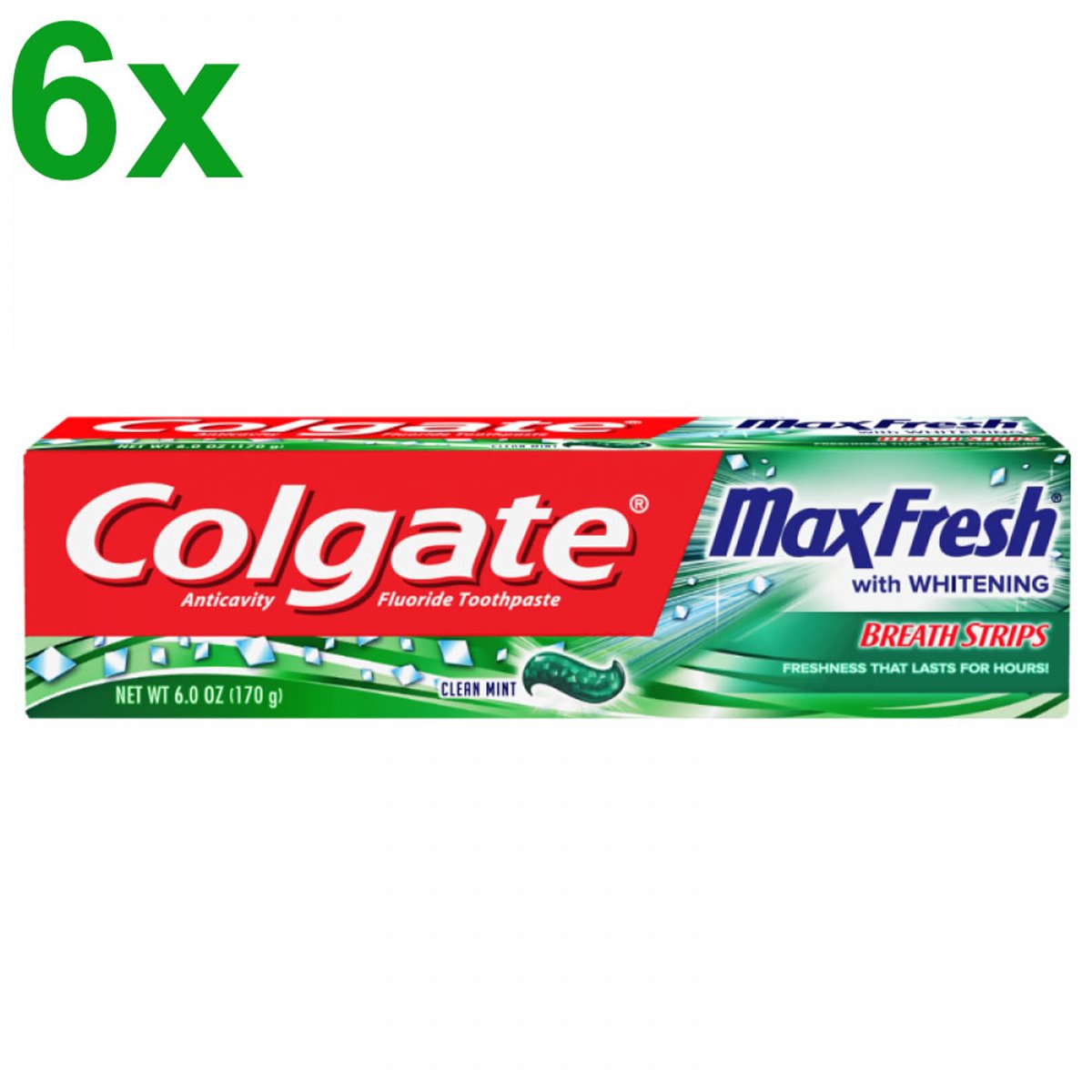 Colgate - MaxFresh with Cooling Crystals - Clean Mint - Tandpasta - 6x 100ml | Voordeelverpakking