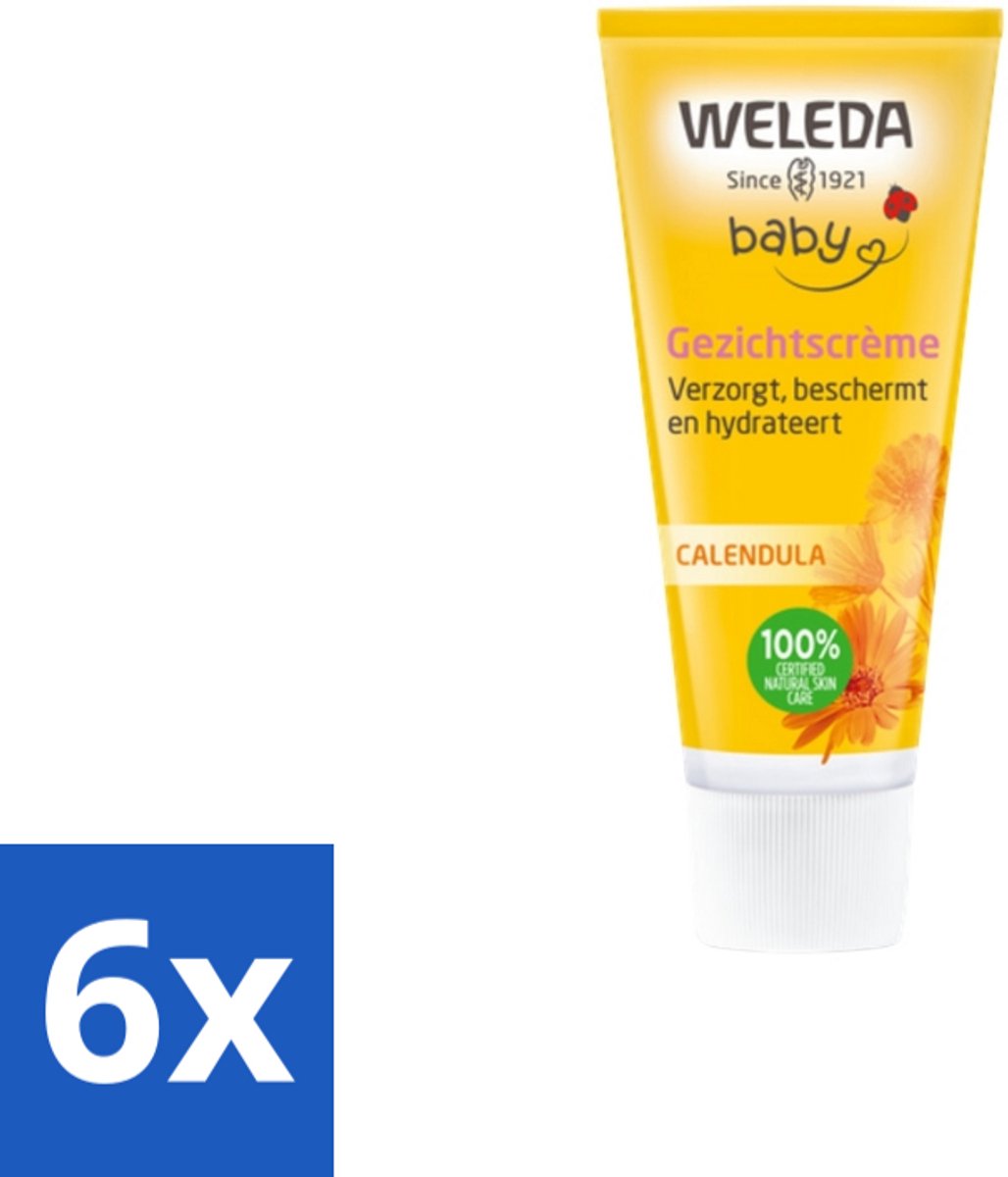 Image of 6 x WELEDA - Gezichtscrème - Baby & Kind Calendula - 50 ml - Babyhuid - Gezichtscrème - Natuurlijke Verzorging - Biologische Calendula - Kamille