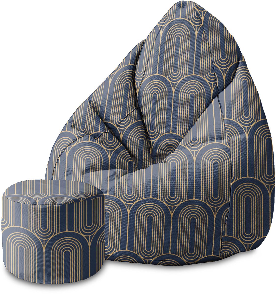 DreamRoots Velvet Zitzak voor Volwassenen – Luxe Beanbag met Voetsteun en Afneembare Hoes – Inclusief Vulling – 80x80x120 cm - Deco Pattern