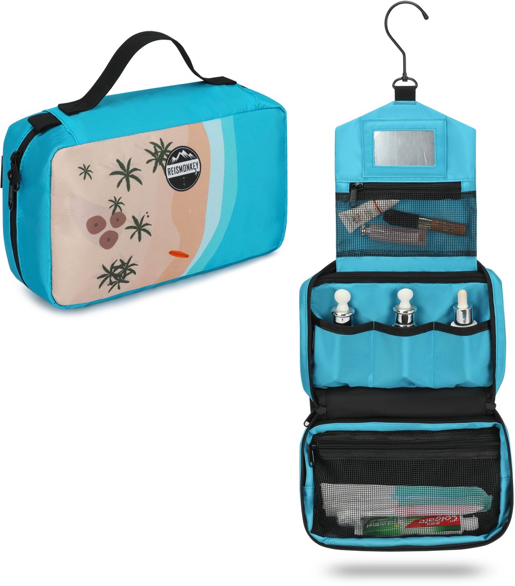 Hangende reis toilettas 360 met draaibare XL haak – Reismonkey – Beach – Dames en heren – Waterdicht – Met spiegel