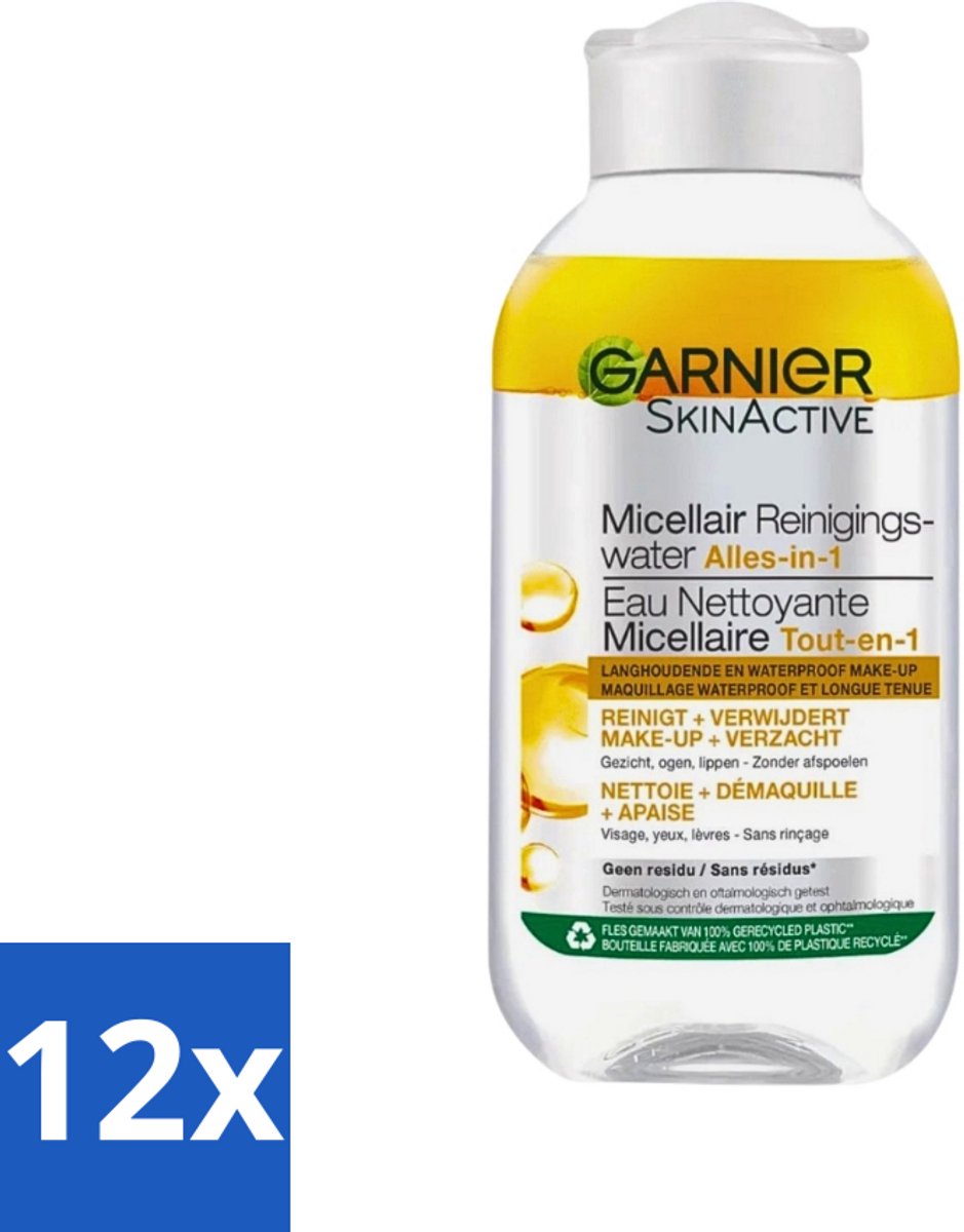 12 x Garnier - Micellair Reinigingswater - Olie - 100 ml - Micellair Water - Make-up Remover - Argan Olie - Reinigingswater - Garnier