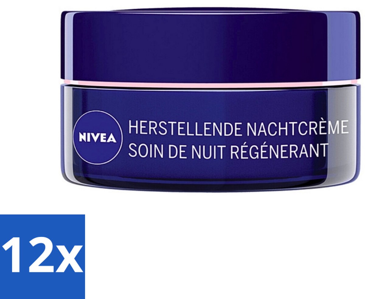 12 x NIVEA - Nachtcrème - Essentials +24U Voedend - Voor gevoelige & droge huid - Met Sheaboter & Amandelolie - 50 ml - Nivea Nachtcreme - Voedende Nachtcreme - Droge Huid - Gevoelige Huid - 24 Uur Hydratatie