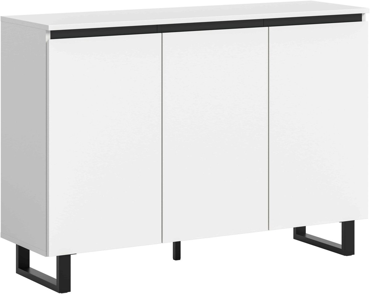 Furnilux Tomasa ladekast wit melamine zwart - 36x120x84cm zwart, wit