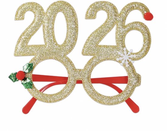 SilverAndCoco® - Grappig Feestaccessoire 2026 Nieuwjaar | Oud en Nieuw Bril | Happy New Year Party Glasses | Foto moment Goud