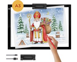 foto van Tekenbord A3 - Lightpad A3 DIY - Diamond Painting Voor Kinderen en Volwassenen - DIY - Tekentablet - Lichtbak Voor Tekenen - Lichtplaat - Tekenspullen Professioneel - Speelgoed Meisjes - Knutselspullen - Zwart - Crafts&Co