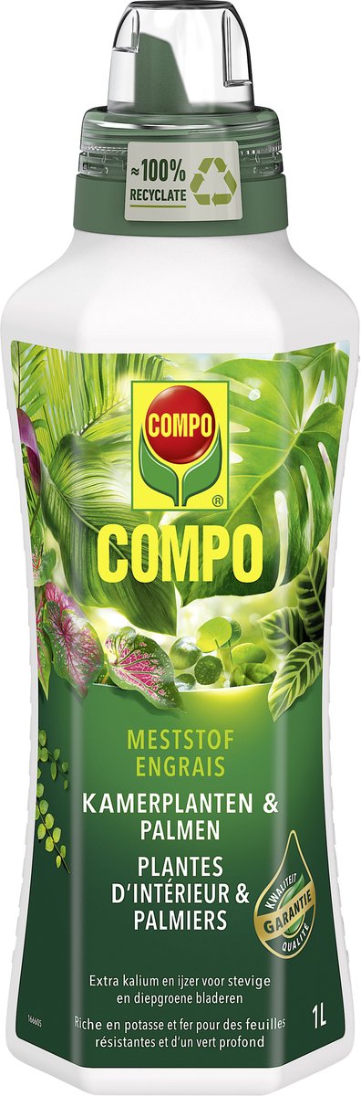 COMPO Vloeibare Meststof Kamerplanten en Palmen - voor stevige planten en diepgroene bladeren - fles 1 L