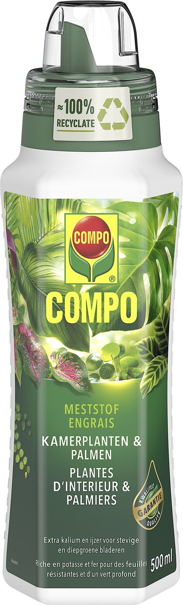 COMPO Vloeibare Meststof Kamerplanten en Palmen - voor stevige planten en diepgroene bladeren - fles 500 ml