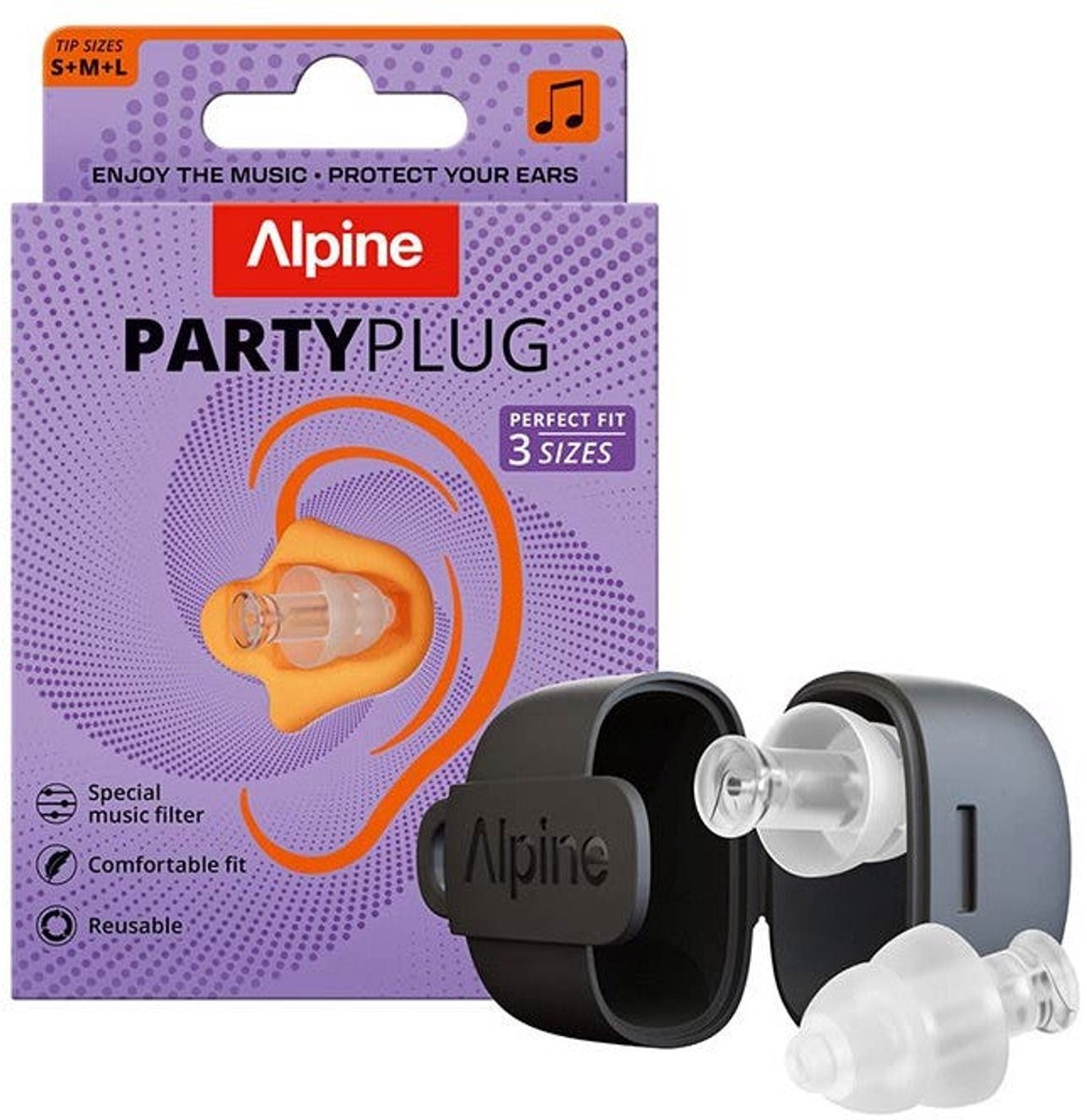 Alpine ALP-PP PartyPlug Oordoppen – Transparant, met Muziekfilter 3 Maten