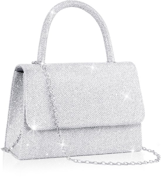 Sac à main de banquet pour femme | Sac à main portable ou à Cross, accessoire de banquet pour femme, élégant et compact, adapté à diverses occasions telles que fêtes, mariages et dîners, Argent