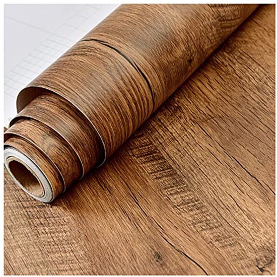 Papier peint autocollant, rouleau de papier peint autocollant imitation bois, papier peint autocollant, autocollant en vinyle imperméable pour armoires de cuisine, étagères, table, bureau, comptoir, porte, 5 m x 45 cm