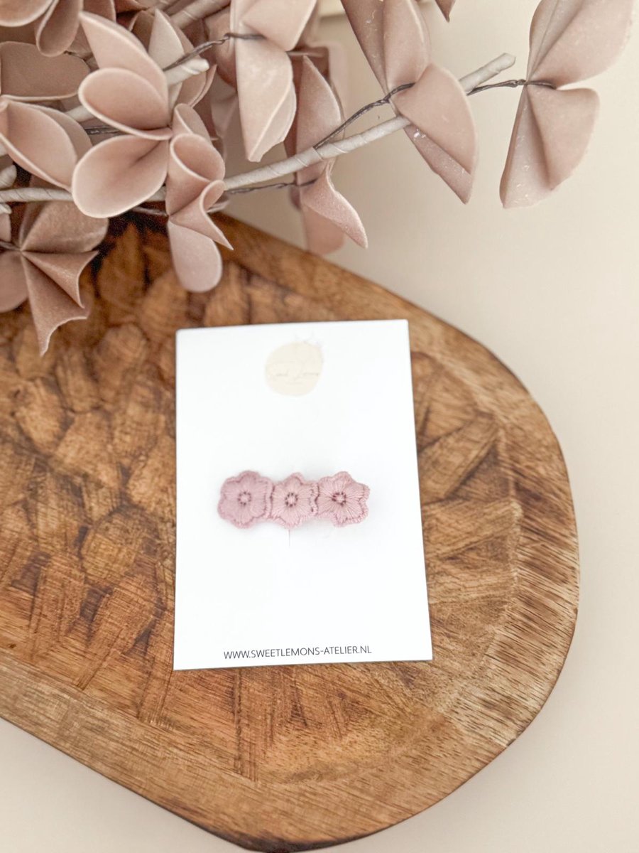 Haarspeldje Soft Flowers - Oud Roze - Haarspeldjes voor Meisjes - Alligator Haarspeldje - Haaraccessoires voor Kinderen