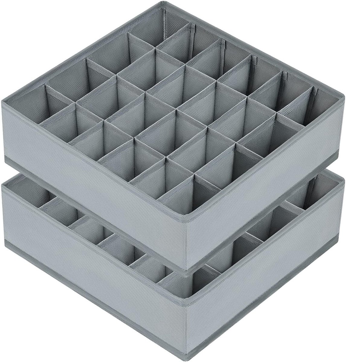 2pcs-24-Vaks Sokken- en Ondergoed Organizer – Polyester Vlies, Beige, Opvouwbaar & Ruimtebesparend