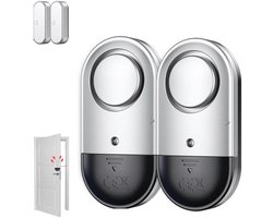 2x Deur alarm - 125 dB - Sensor - Raamalarm - Raam & Deur alarm - Sirene met beveiliging - Deuralarm met sirene - Magnetisch alarm - Bewegingssensor - Anti-diefsta - Inclusief Batterijen - Waarschuwings Alarm Tegen Inbrekers en Indringers