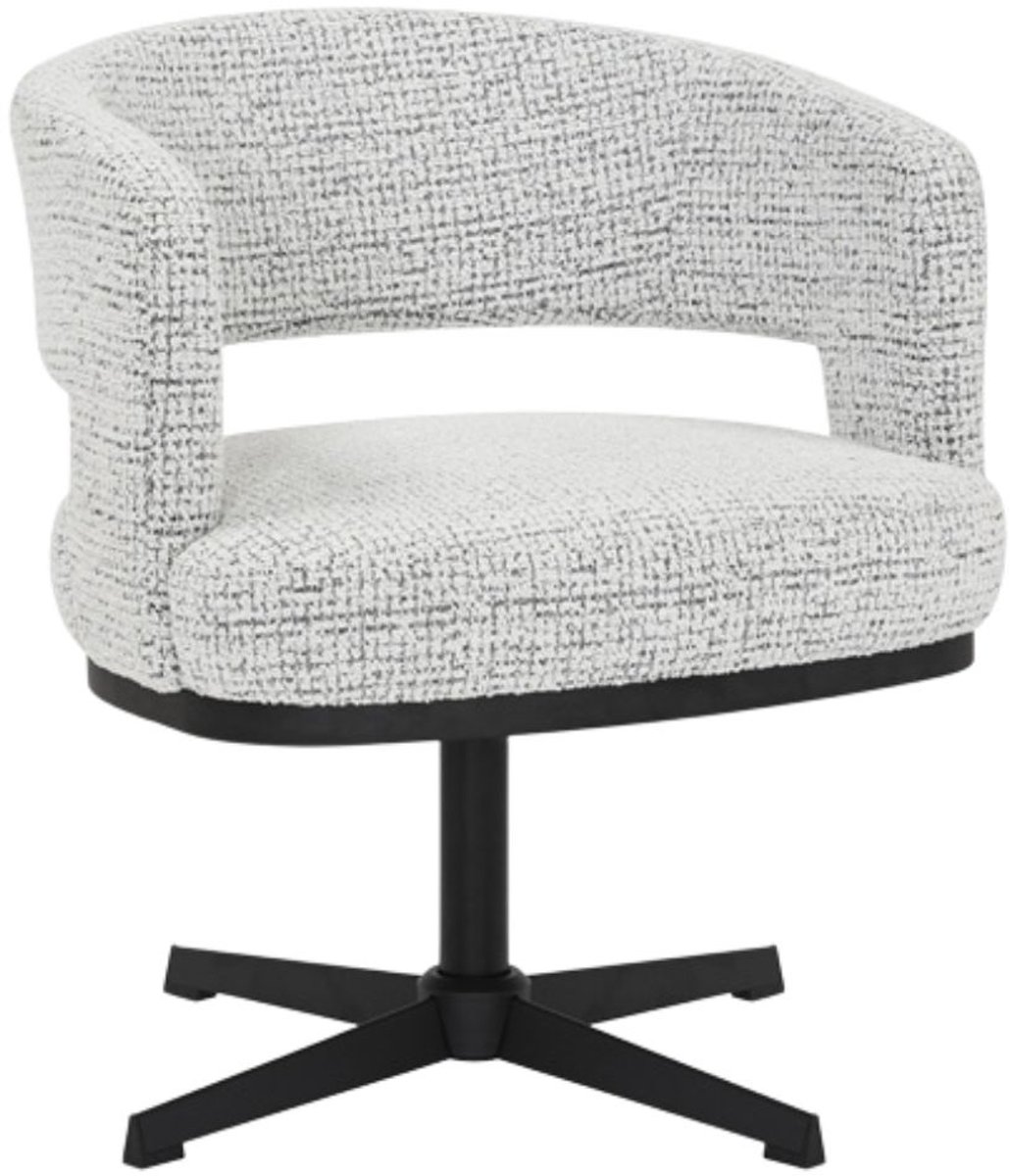 Bronx71 Draaifauteuil Gino gemêleerde stof off white/zwart Wit, Zwart