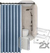 PANGSINNE Groene kraam douchegordijn wafel geweven stof, luxe waterdicht 256GSM Heavy Duty Camper douchegordijn voor reizen aanhangers met 6 metalen haken, 36 B x 72 H saliegroen