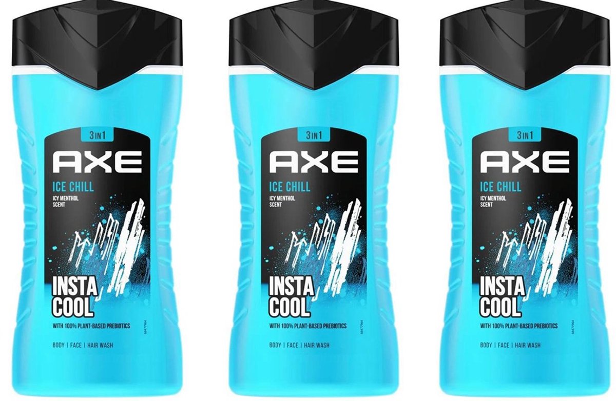 AXE 3in1 Douchegel - Ice Chill - 3 x 250 ml - Voordeelverpakking - Insta Cool