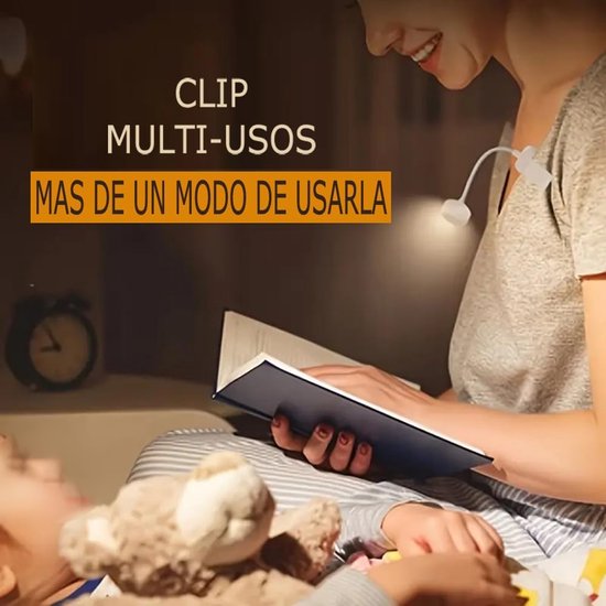 Oplaadbare leeslamp met 3 verlichtingsstanden en oogbescherming - Batterij met lange levensduur, 360° flexibele opklikbare boeklamp van Merkloos — afbeelding 4