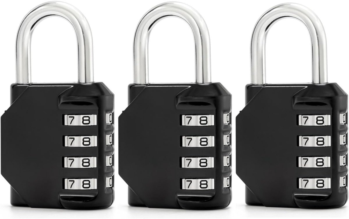 EXCITAT 3 stuks - Combinatiesloten - 4-cijferige combinatiesloten - Metalen sloten - Geschikt voor scholen, kluisjes, garages, poorten, kantoren - Zwart