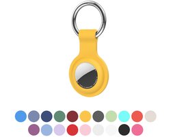 JUALL Sleutelhanger Geschikt voor Apple AirTag (2) - Beschermende Siliconen Houder & Hoesje - Geel