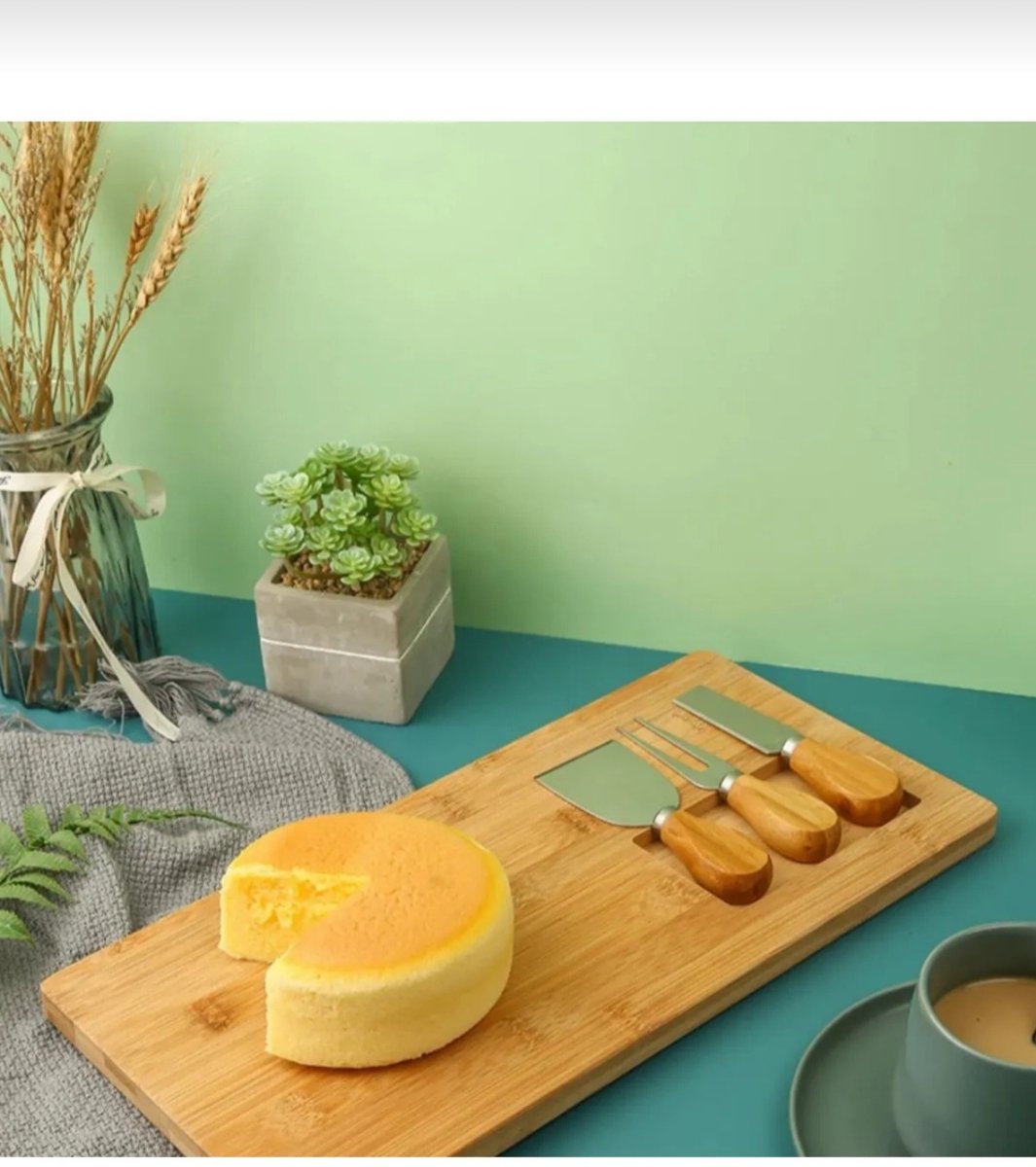3 stuk - Complete Kaasplank Set – Bamboe Plank met 3 Messen - Perfect voor elke Borrel! — cadeau in Kookcadeaus - foto 2