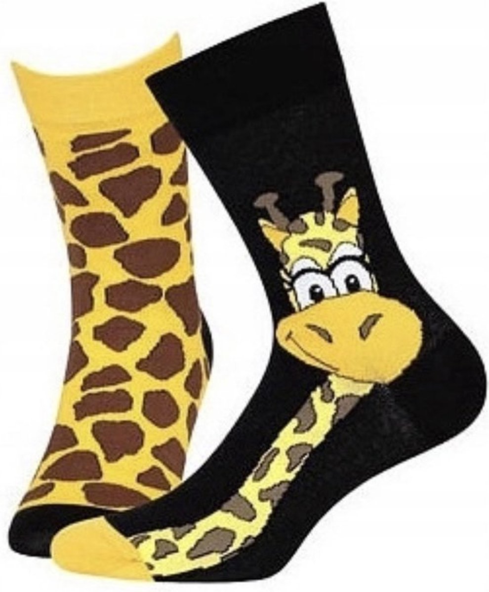 Wola Heren Sokken – Funky Giraffe Print – Twee Verschillende Kleuren – Maat 35 - 38 (1 Paar)