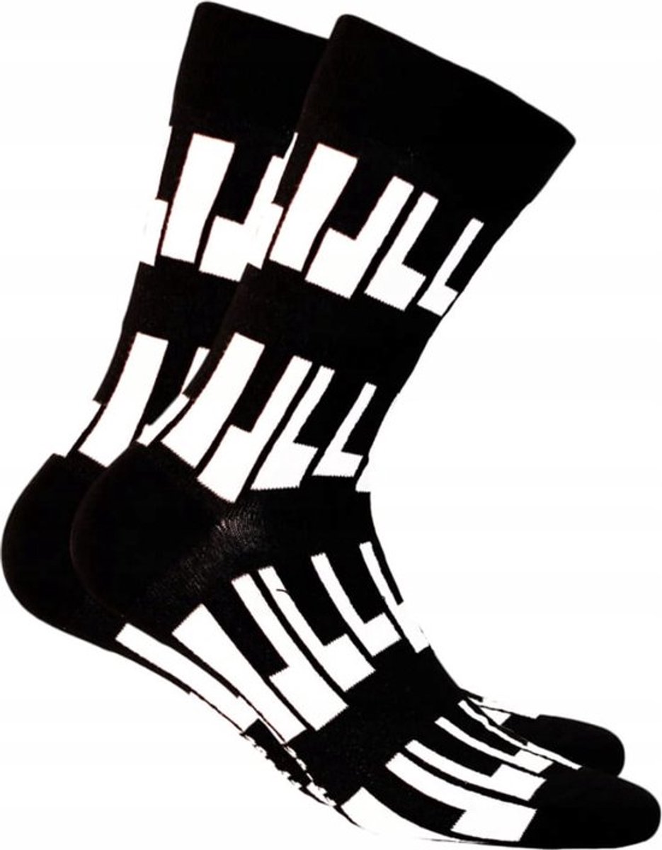 Wola Heren Sokken – Piano Print – Zwart/Wit – Maat 42-44 – ( 1 Paar )