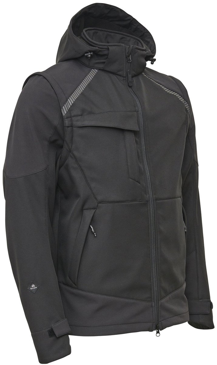 Elka Working Xtreme Softshell Jacket with detachable sleeves 117300 Zwart